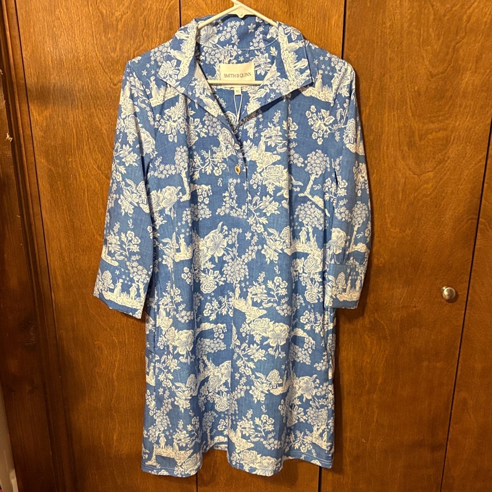 Blue Floral Women's Dress